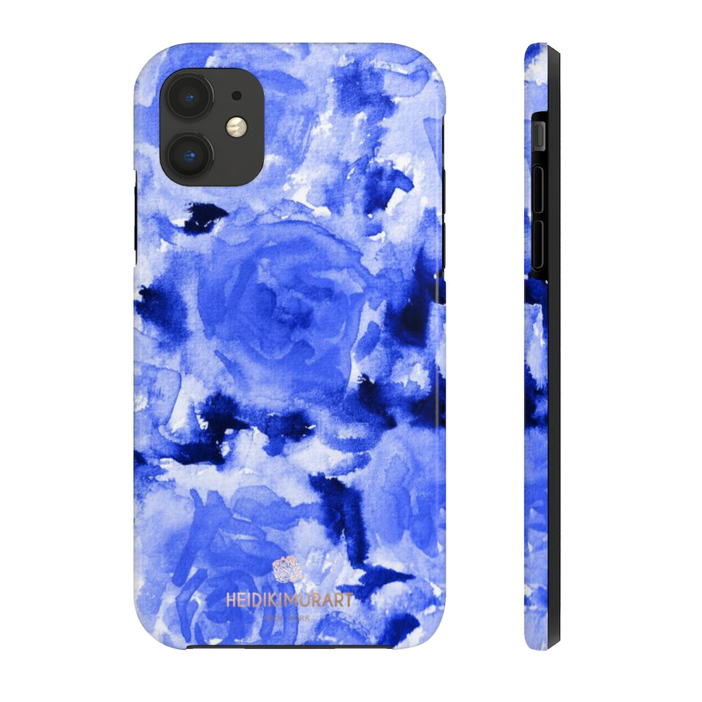 Blue Rose Phone Case, Floral Print Flower Case Mate Tough Phone Cases