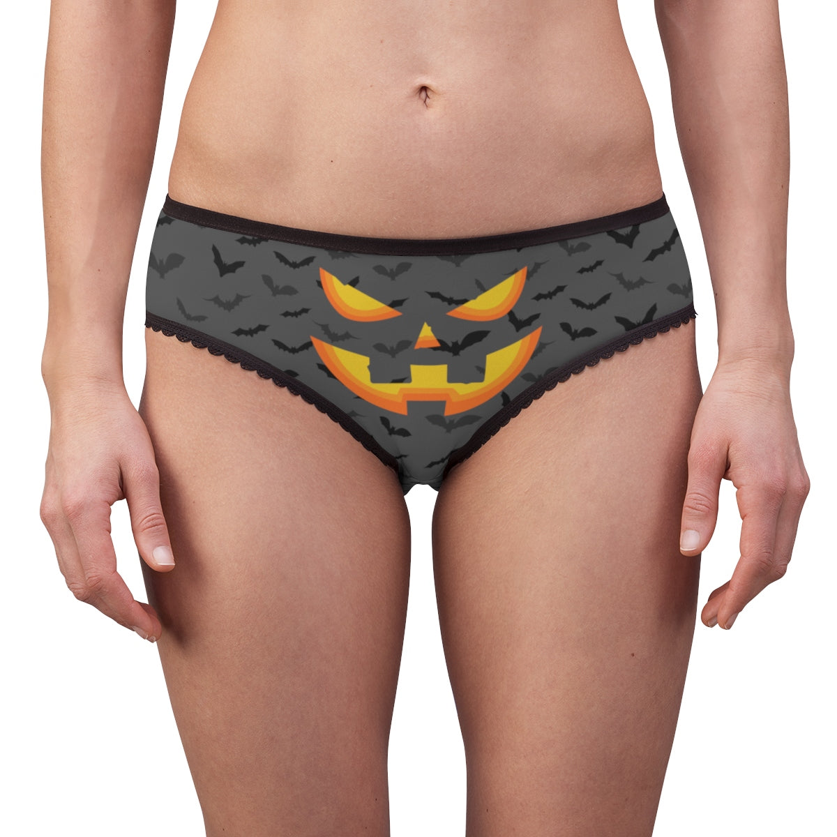 Grey Pumpkin Face Halloween Panties, Fun Gray Funny Pumpkin Face
