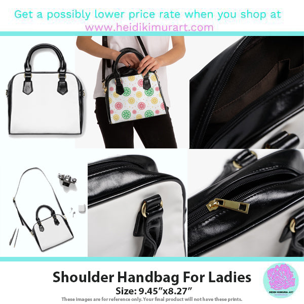 Grey Floral Print Shoulder Handbag, Colorful Best Designer Ladies' 9.45" x 8.27" Shoulder Handbag