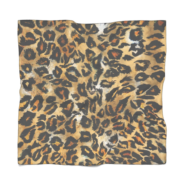 Brown Leopard Poly Scarf, Animal Print Premium Fashion Accessories- Made in USA-Accessories-Printify-Poly Chiffon-25 x 25 in-Heidi Kimura Art LLC