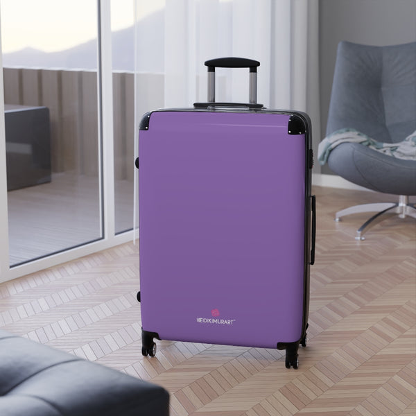 Pastel Purple Solid Color Suitcases, Modern Simple Minimalist Designer Suitcase Luggage (Small, Medium, Large) Unique Cute Spacious Versatile and Lightweight Carry-On or Checked In Suitcase, Best Personal Superior Designer Adult's Travel Bag Custom Luggage - Gift For Him or Her - Made in USA/ UK