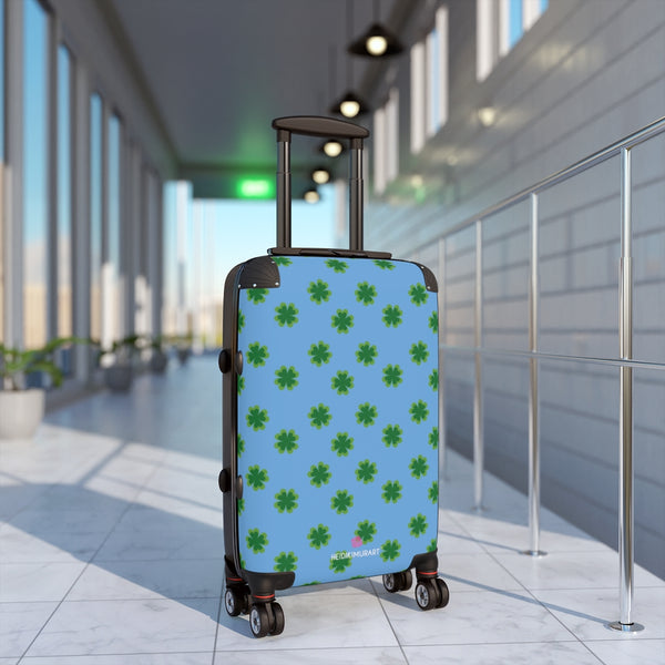 Light Blue Clover Suitcases, Irish Style St. Patrick's Day Designer Suitcase Luggage (Small, Medium, Large)