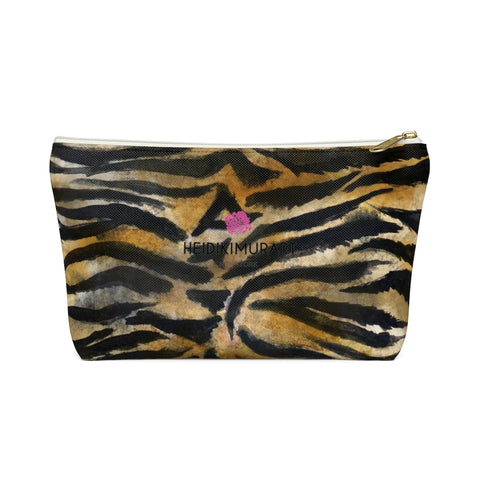 Wild Bengal Brown Tiger Stripe Animal Print Designer Small/Large Accessory Pouch-Accessory Pouch-White-Small-Heidi Kimura Art LLC