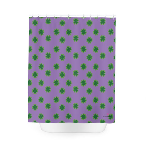 Purple Clovers Polyester Shower Curtain, Irish Style St. Patrick's Day Holiday Festive 71" × 74" Modern Kids or Adults Colorful Best Premium Quality American Style One-Sided Luxury Durable Stylish Unique Interior Bathroom Shower Curtains - Printed in USA