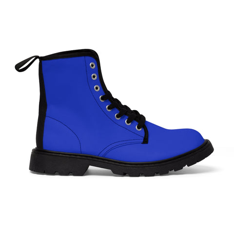 Dark Blue Color Women's Boots, Solid Blue Color Print Elegant Feminine Casual Fashion Gifts, Solid Color Women's Best Combat Boots, Designer Women's Winter Lace-up Toe Cap Hiking Boots Shoes For Women (US Size 6.5-11) 