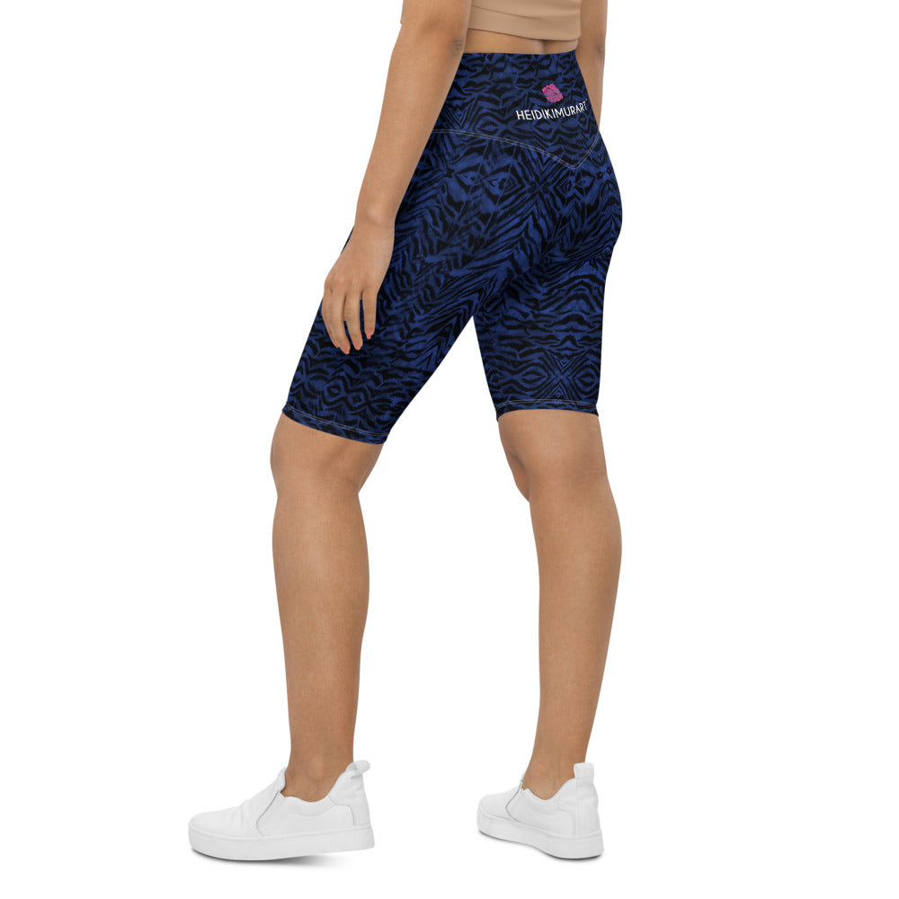 Blue cheetah print online biker shorts