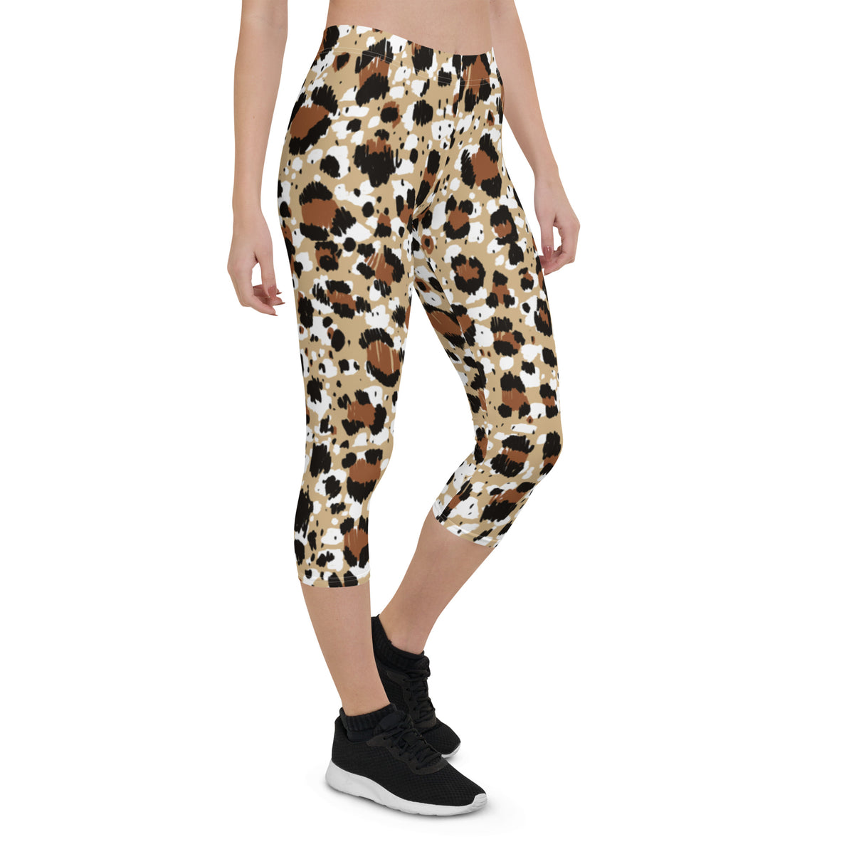 Fashion Brown Turquoise Leopard Women's Capri Leggings — THE ZEBRA