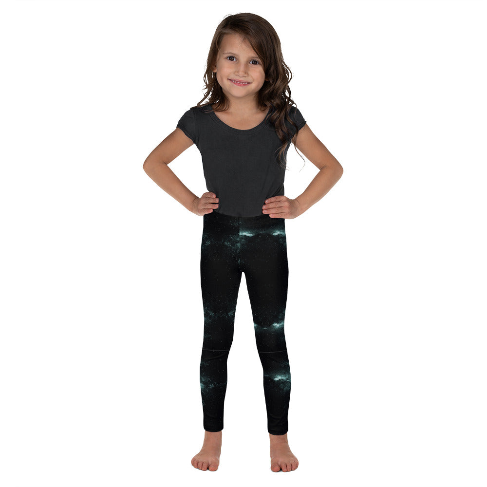 Blue Green Galaxy Kid's Leggings, Space Galaxies Designer Premium Boy's or  Girl's Tights-Made in USA