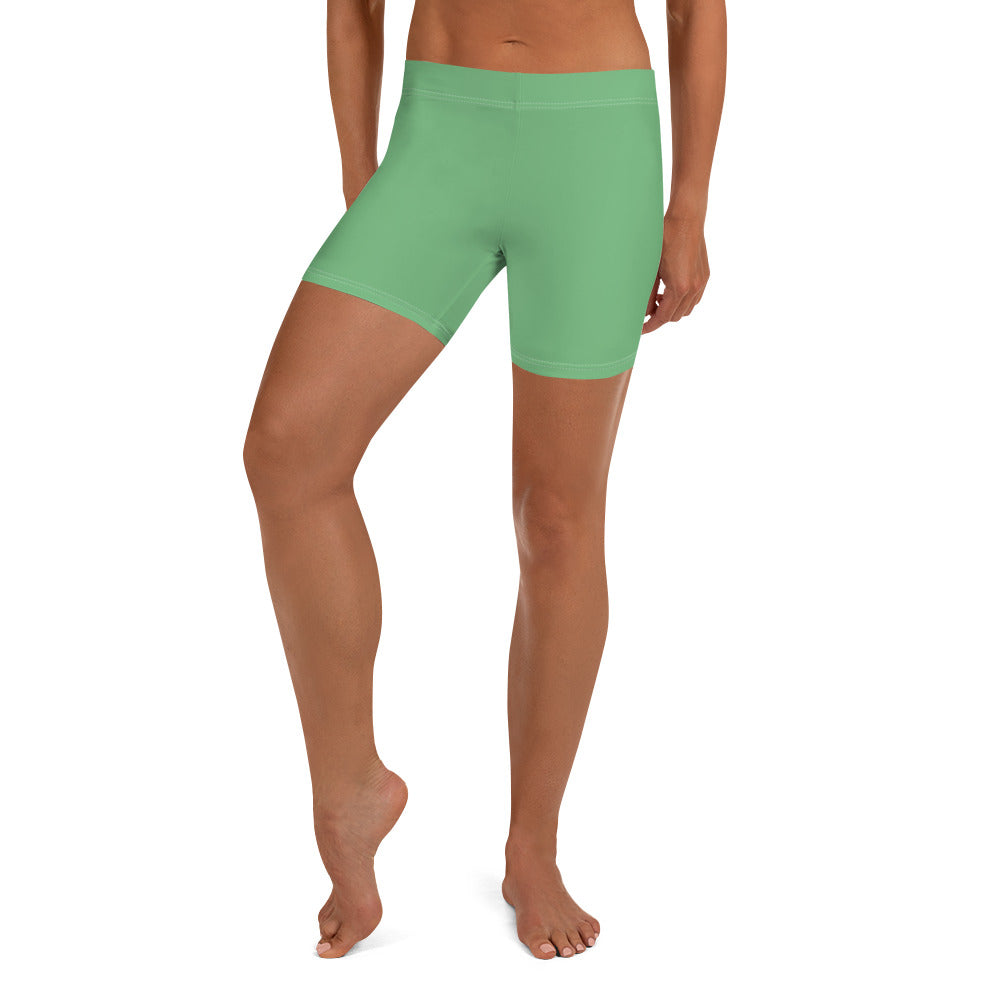 Lime Green Solid Color Shorts, Light Pastel Jade Green Short Gym  Tights-Made in USA/EU/MX | Heidikimurart Limited