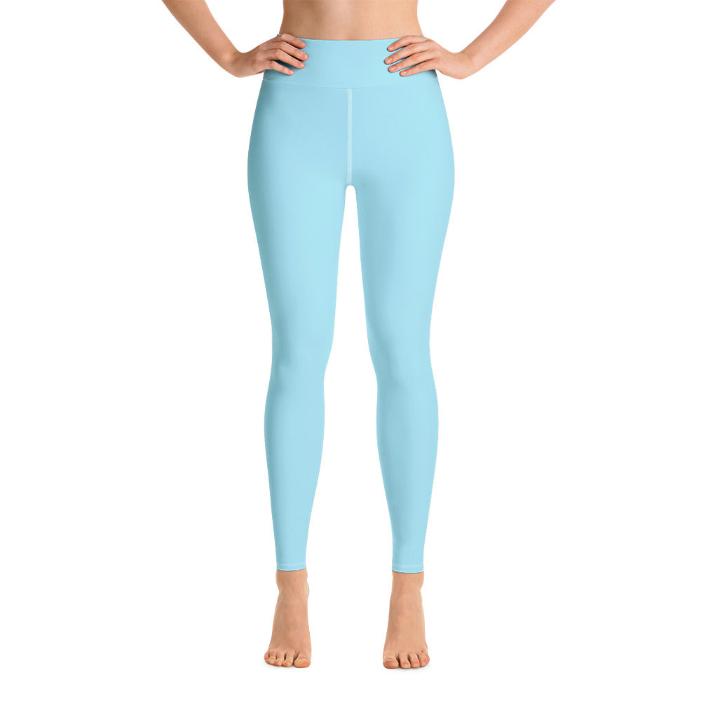 Light Blue Yoga Leggings, Pastel Blue Luxury Women's Long Gym Tights-Made  in USA/EU/MX