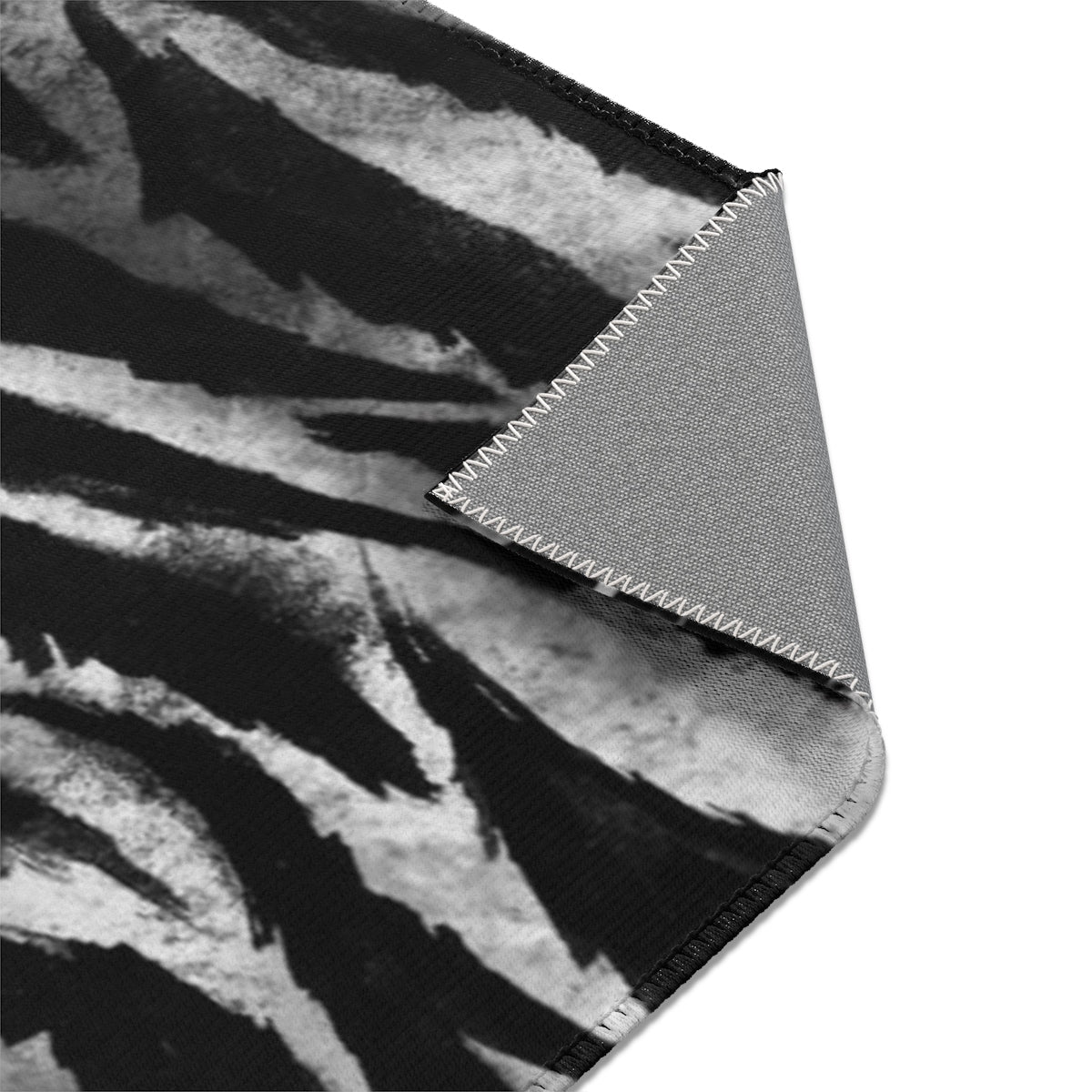 Black Tiger Stripe Area Rug, White Black Animal Print 24x36, 36x60