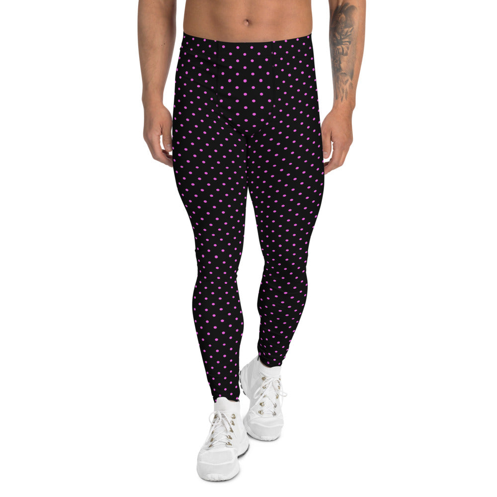 White And Yellow Polka Dot Men's Leggings