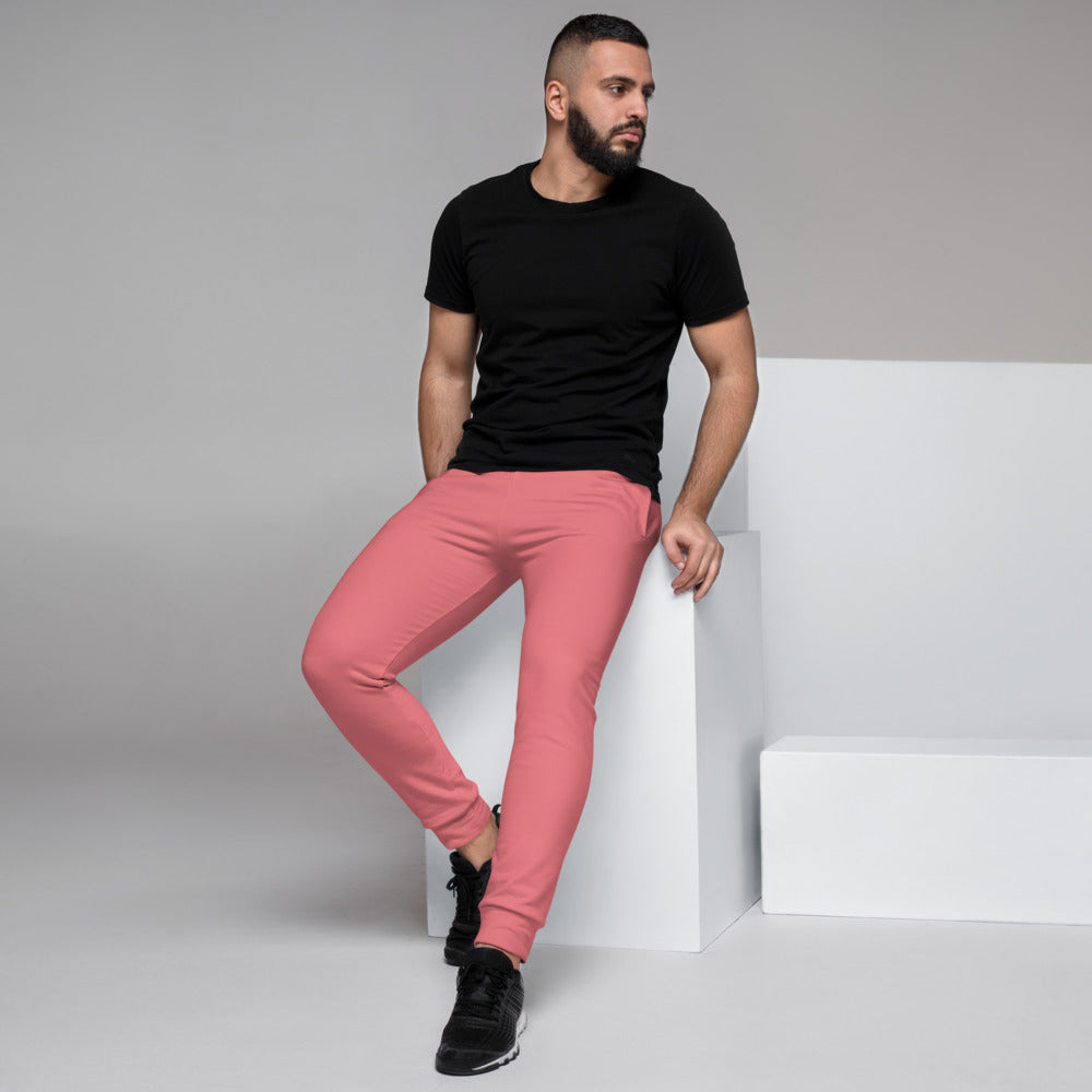 Peach Pink Men's Joggers, Solid Pink Color Pastel Premium Sweatpants For  Men-Made in EU/MX