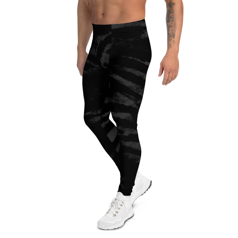 Zebra Print Best Men's Leggings, Zebra Striped Animal Print Designer  Meggings Compression Tights For Men- Made in USA/EU