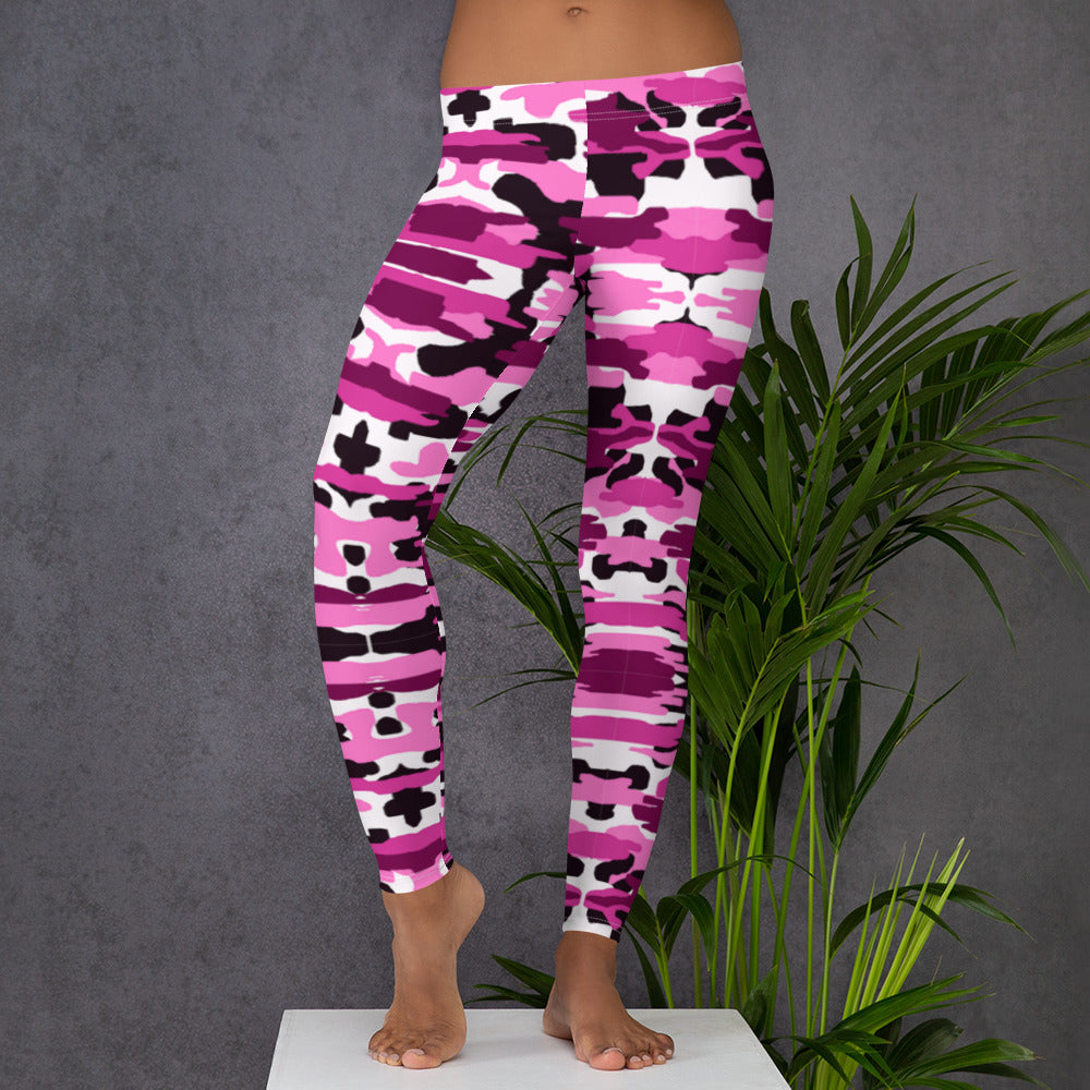 Best Ladies' Pink Camo Leggings, Purple Pink Sexy Best Military Print  Casual Tights For Women