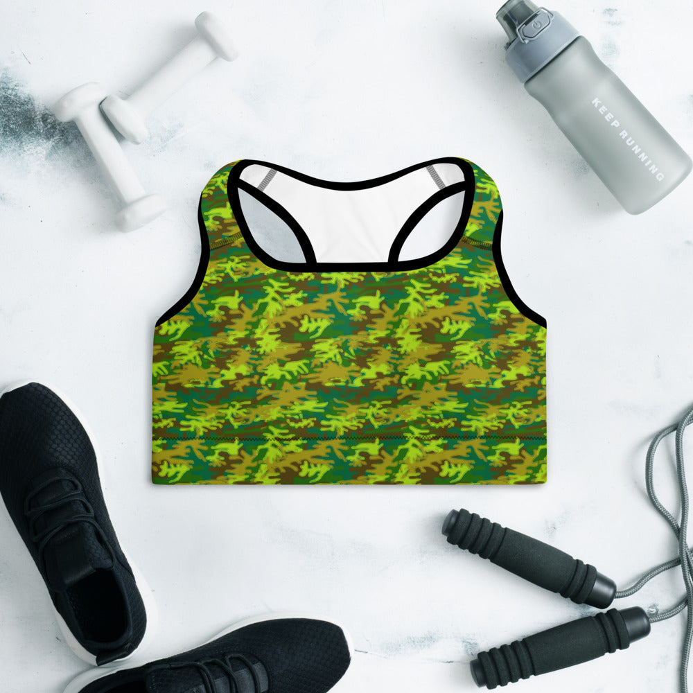 Buy Green Army Camo Padded Sports Bra for Women Military Camoflauge Pattern  Print Perfect for Yoga, Pilates, Crossfit and Workout Online in India 