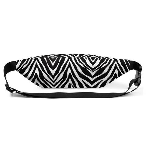 Stylish Black White Zebra Animal Print Designer Fanny Pack Cross Body Bum Bag- Made in USA/EU-Fanny Pack-Heidi Kimura Art LLC