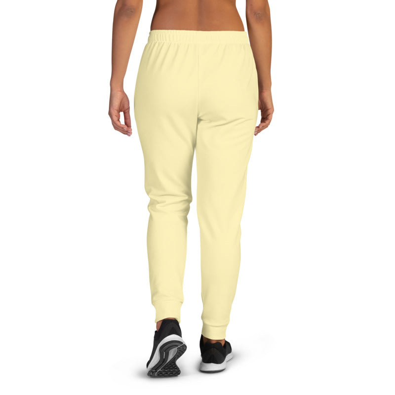Light Yellow Women's Joggers, Solid Color Soft Ladies Jogger Pants