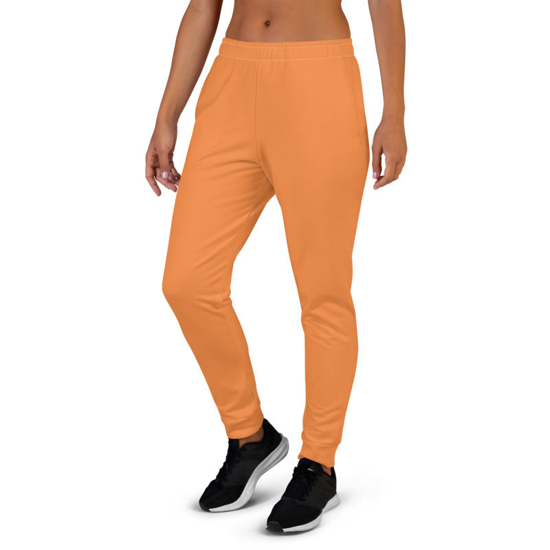 Orange Women's Joggers, Soft Skinny Soft Ladies Pants Solid Color Sweatpants-Made  in EU