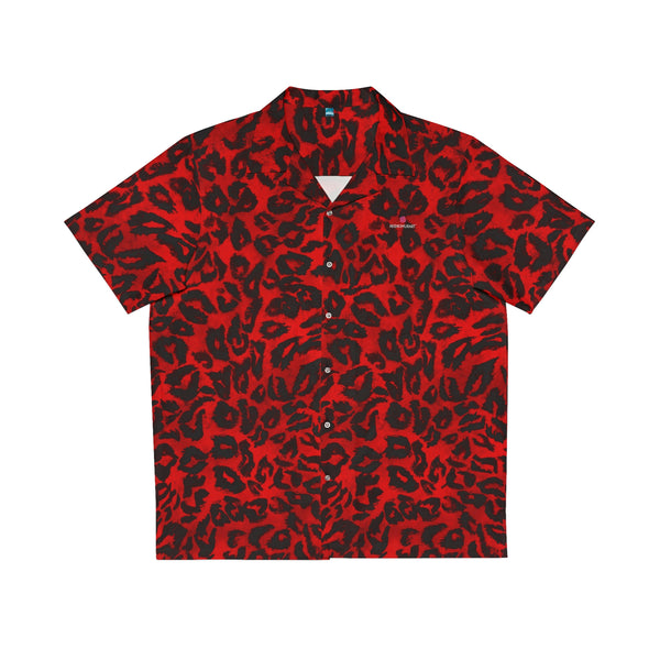 Red Leopard Print Men's Shirt, Best Men's Hawaiian Shirt
