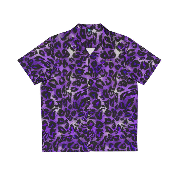 Purple Leopard Print Men's Shirt, Best Men's Hawaiian Shirt