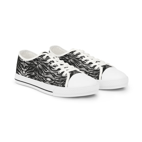 Black Tiger Striped Men's Sneakers, Best Low Tops, Designer Men's Low Top Sneakers