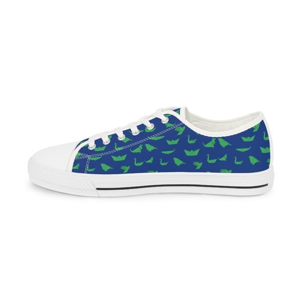 Blue Crane Print Men's Sneakers, Men's Low Top Sneakers