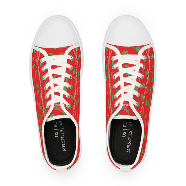 Red Crane Print Men's Sneakers, Men's Low Top Sneakers