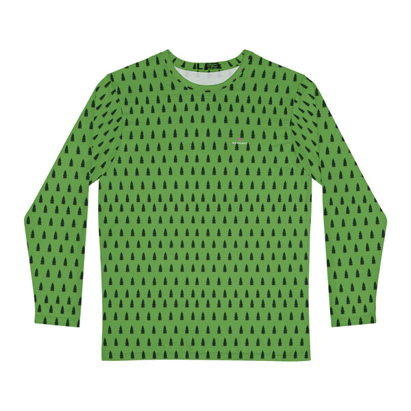 Green Christmas Tree Men's Long Sleeves, Best Men's Long Sleeve Shirt (AOP) - Made in USA