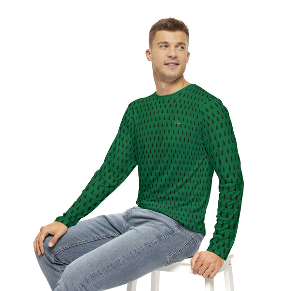 Green Christmas Tree Men's Long Sleeves,  Men's Long Sleeve Shirt (AOP) - Made in USA