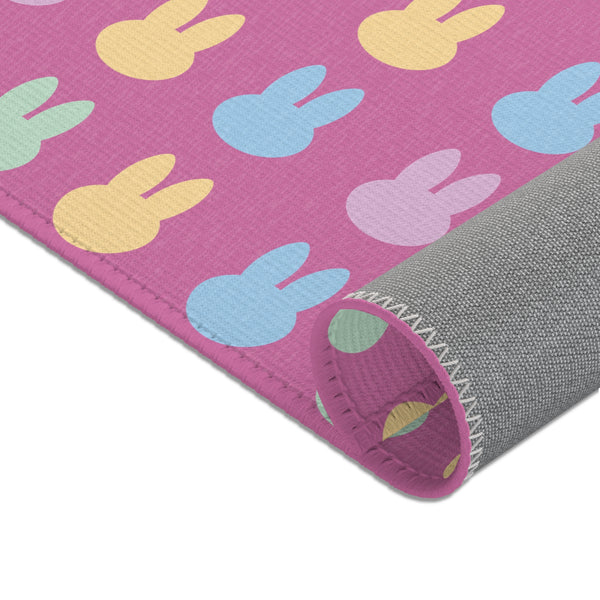 Pink Bunny Rabbit Area Rugs