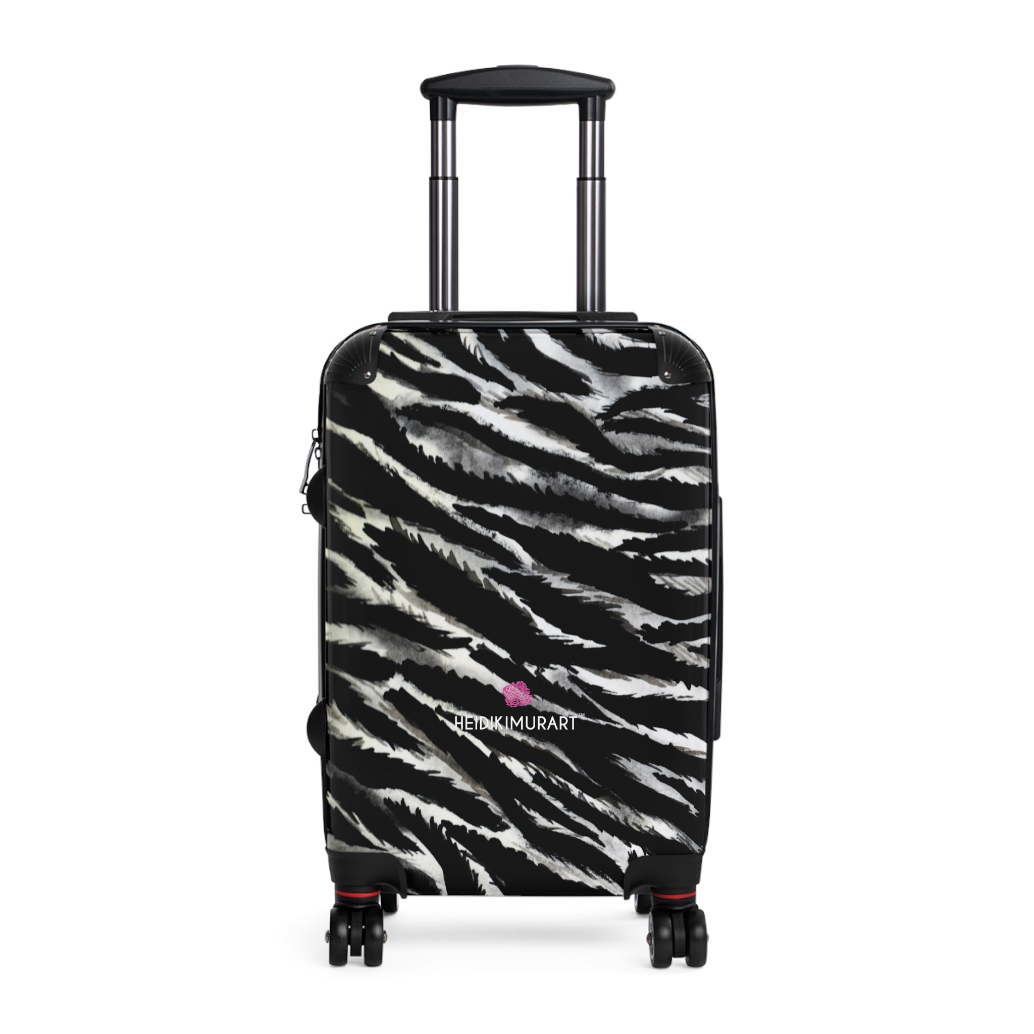 Black Zebra Print Cabin Suitcase, Black and White Zebra Print Travel Bag Suitcases (Small, Medium, Large)