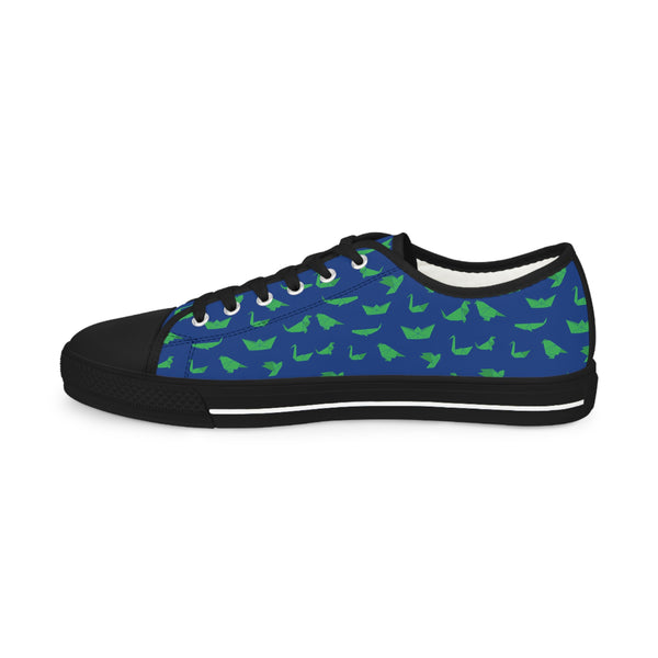 Blue Crane Print Men's Sneakers, Men's Low Top Sneakers