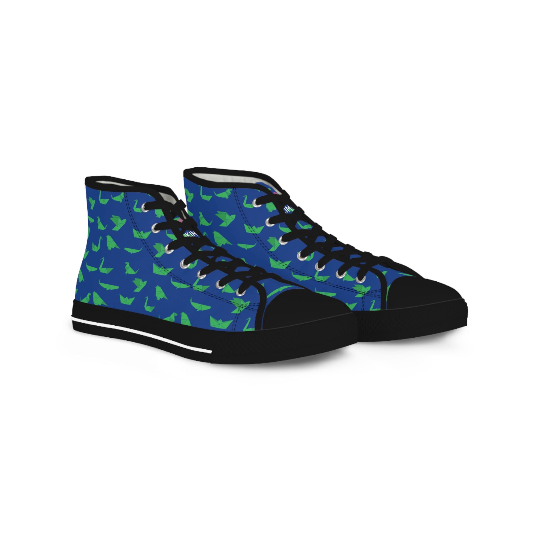 Blue Crane Pattern Men's Sneakers, Men's High Top Sneakers