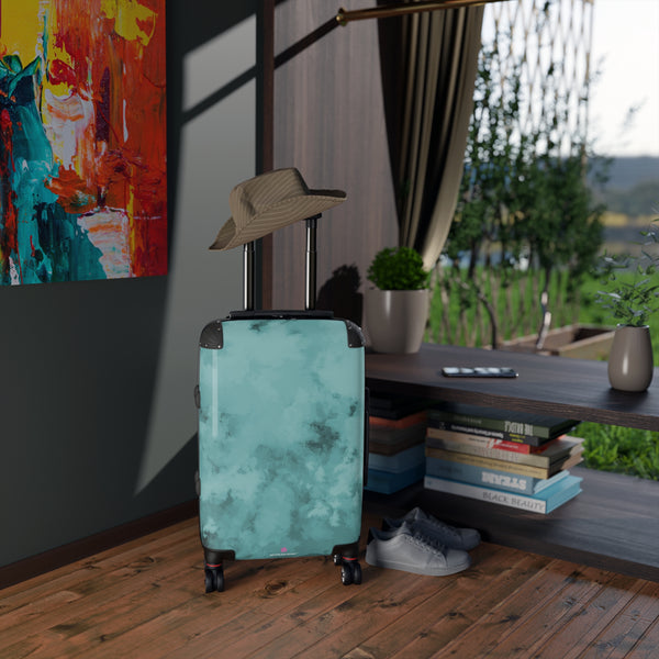 Blue Abstract Print Suitcase, Abstract Designer Suitcases, Travel Bag Suitcases