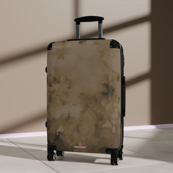 Brown Abstract Print Designer Suitcases,  Travel Bag Suitcases