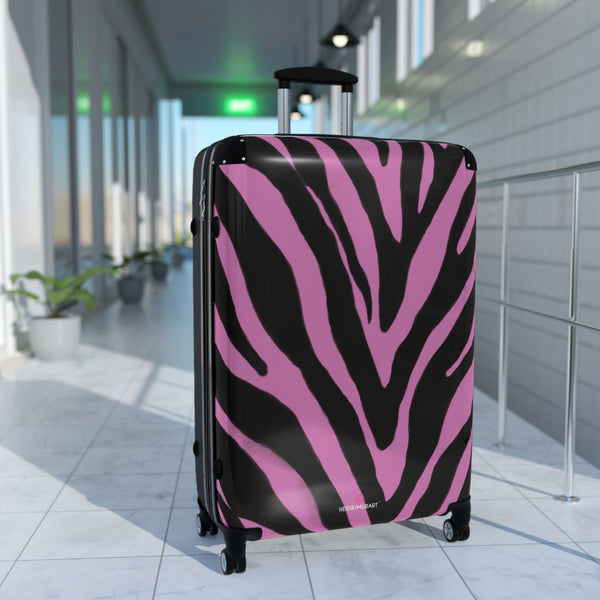 Pink Zebra Print Best Suitcases, Pink and Black Zebra Striped Animal Print Designer Suitcase Luggage (Small, Medium, Large)&nbsp;Unique Cute Spacious Versatile and Lightweight Carry-On or Checked In Suitcase, Best Personal Superior Designer Adult's Travel Bag Custom Luggage - Gift For Him or Her - Printed in&nbsp; Canada