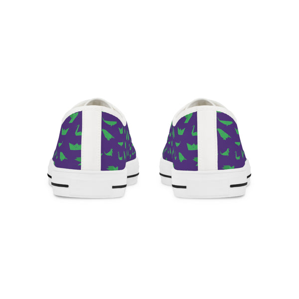 Purple Crane Print Men's Sneakers, Men's Low Top Sneakers