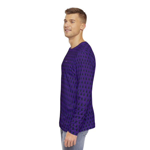 Purple Christmas Tree Men's Long Sleeves, Best Men's Long Sleeve Shirt (AOP) - Made in USA