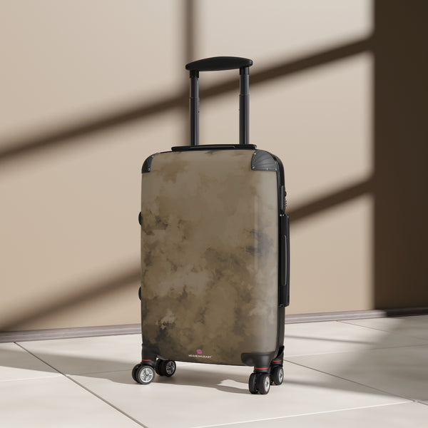 Brown Abstract Print Suitcase, Abstract Designer Suitcases, Travel Bag Suitcases