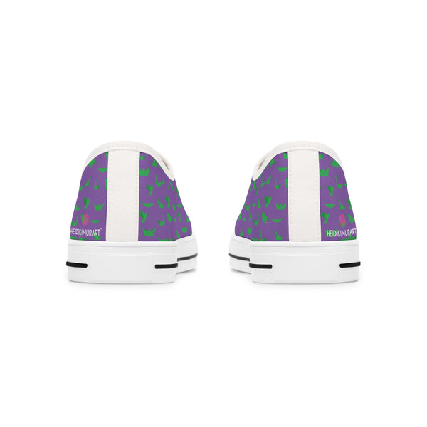 Purple Green Cranes Ladies' Sneakers, Best Women's Low Top Canvas Sneakers (US Size: 5.5-12)