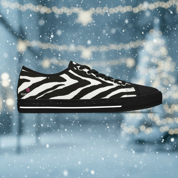 Best Zebra Striped Women's Sneakers, Zebra Striped Animal Print Women's Low Top Sneakers (US Size: 5.5-12)
