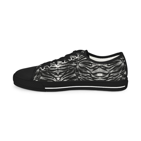 Black Tiger Striped Men's Sneakers, Best Low Tops, Designer Men's Low Top Sneakers