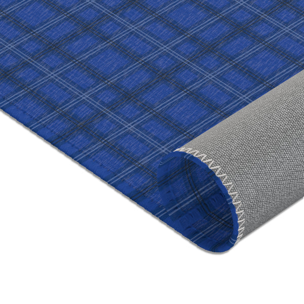 Blue Plaid Print Area Rugs