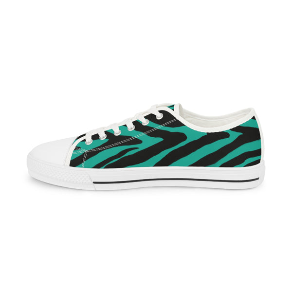 Blue Zebra Print Men's Sneakers, Best Low Tops, Best Designer Men's Low Top Sneakers (US Size: 5-14)