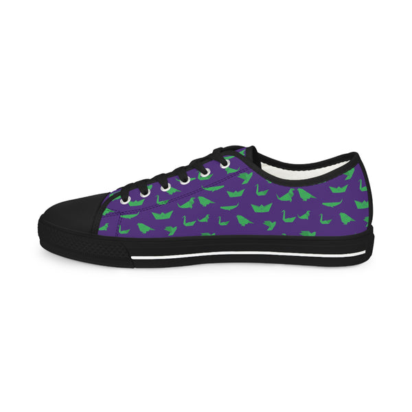 Purple Crane Print Men's Sneakers, Men's Low Top Sneakers