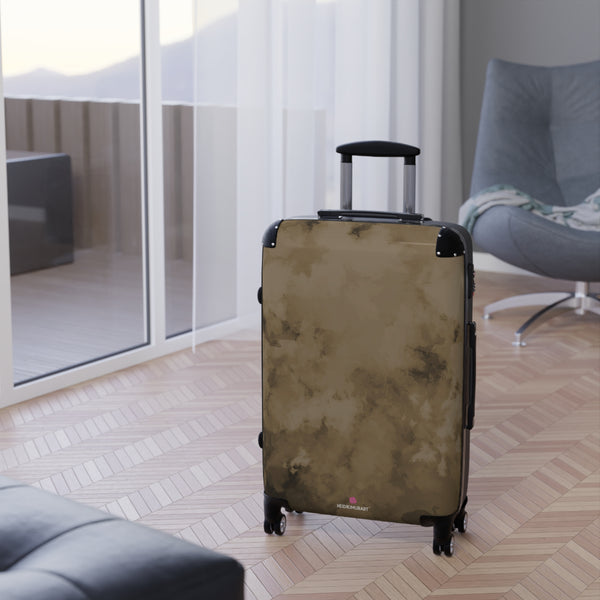 Brown Abstract Print Designer Suitcases,  Travel Bag Suitcases