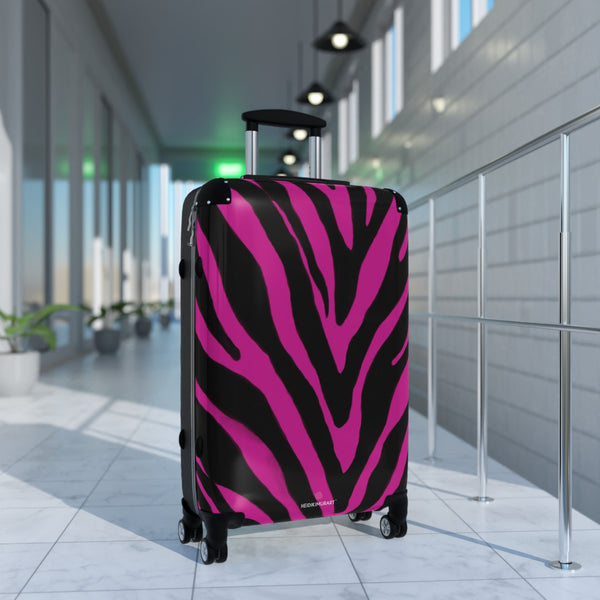 Hot Pink Zebra Print Suitcases, Zebra Print Best Suitcases, Travel Bag Suitcases (Small, Medium, Large)