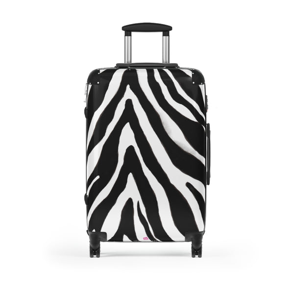 Black Zebra Stripes Print Suitcases, Animal Print Designer Suitcase Luggage (Small, Medium, Large)&nbsp;Unique Cute Spacious Versatile and Lightweight Carry-On or Checked In Suitcase, Best&nbsp;Personal Superior Designer Adult's Travel Bag Custom Luggage - Gift For Him or Her -&nbsp;Printed in USA/ UK