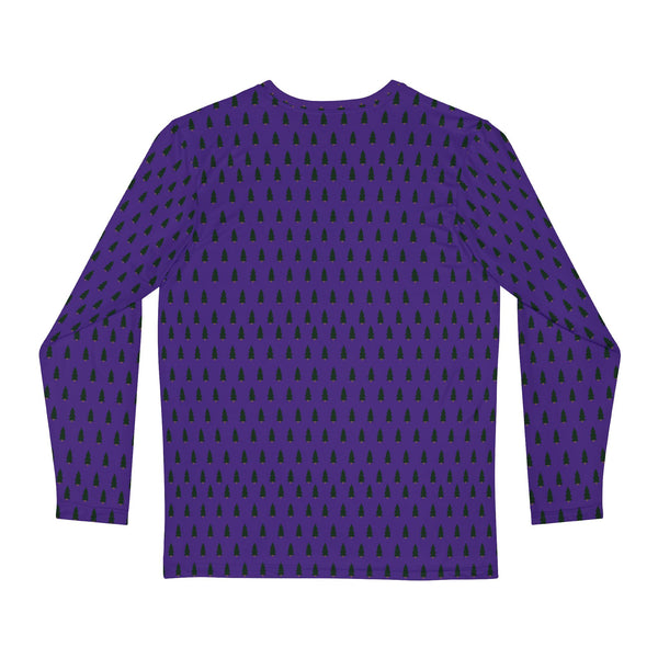 Purple Christmas Tree Men's Long Sleeves, Best Men's Long Sleeve Shirt (AOP) - Made in USA